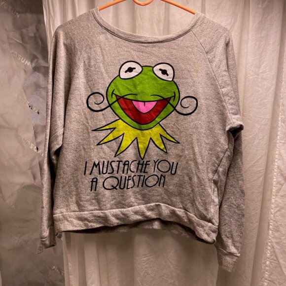 Kermit the frog wide neck size smaill grey sweatshirt - Picture 3 of 5